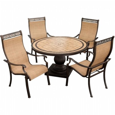 HANOVER Hanover MONACO5PC Monaco Outdoor Patio Dining Set - 5 Pieces (4 High Dining Chairs; 51" Round Table with Pedestal) MONACO5PC